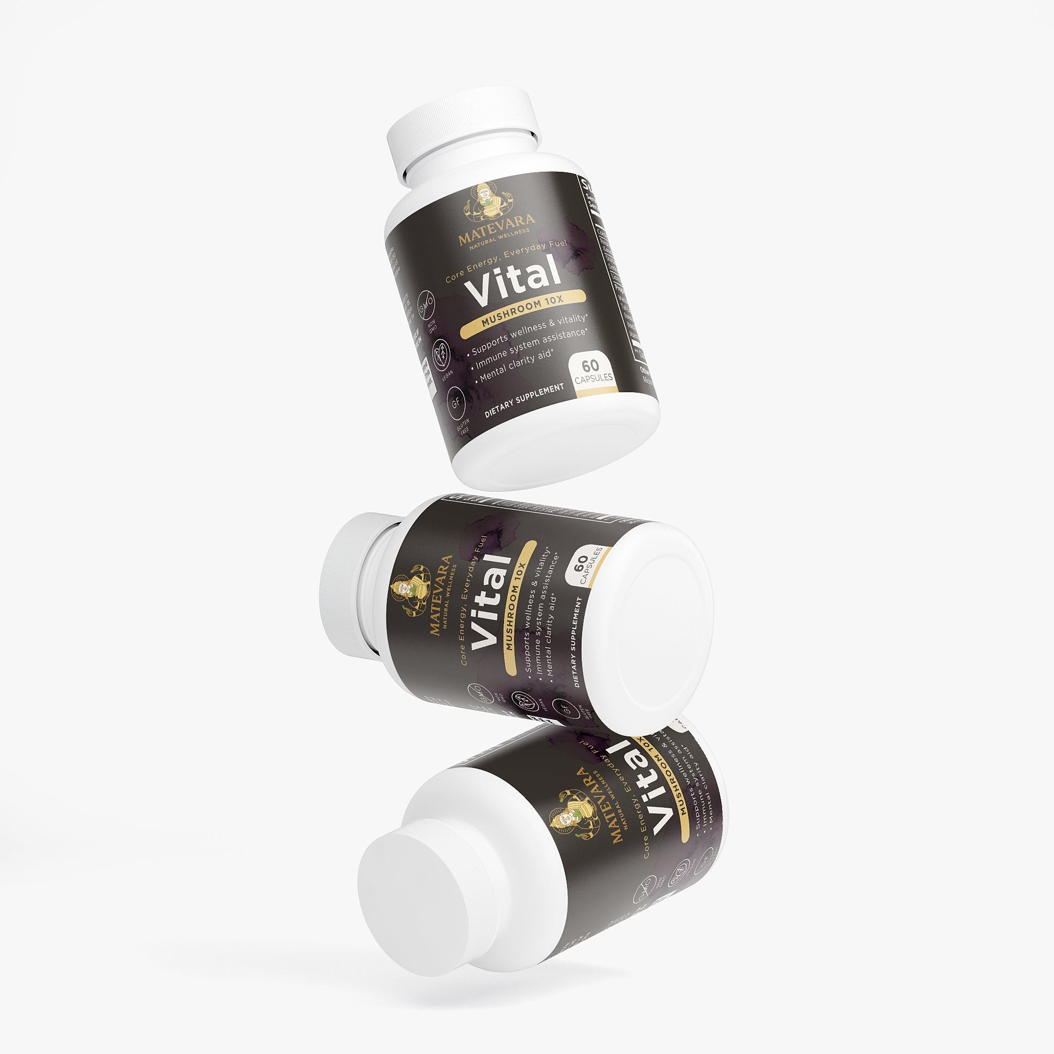 Vital Mushroom Complex Blend|Immune & Focus Support Capsules | 60 Count